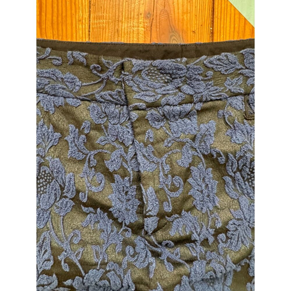 Soft Surroundings Blue Black Floral Jacquard Ankle Pants Petite 12P - Picture 4 of 10